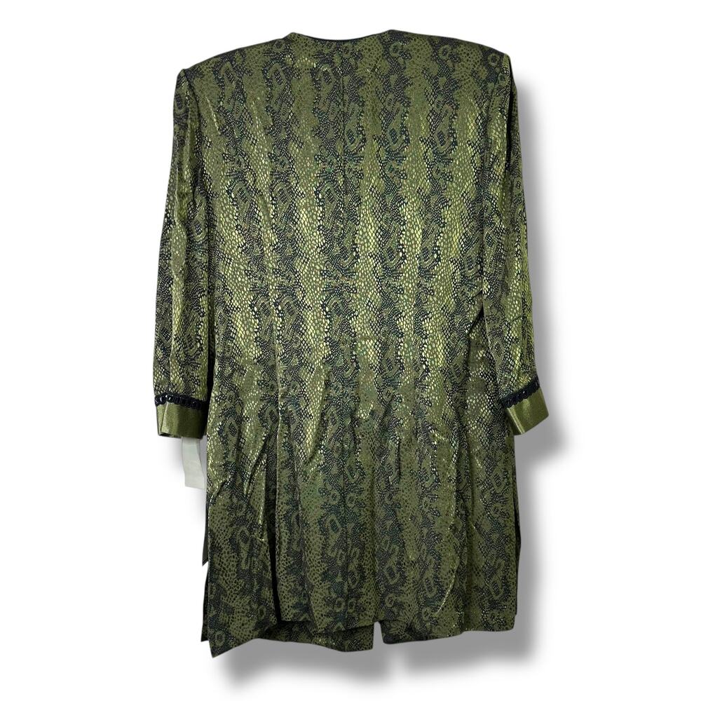 NEW Vintage R&M Richards by Karen Kwong Green Snakeskin Satin Long Blazer Jacket - Picture 4 of 7